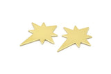 Brass Pole Star Blank, 10 Raw Brass, Brass Blanks, Brass Pole Star Blanks (27x22x0.80mm) M02480