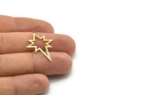 Brass Pole Star Blank, 10 Raw Brass, Brass Blanks, Brass Pole Star Blanks (27x22x0.80mm) M02483