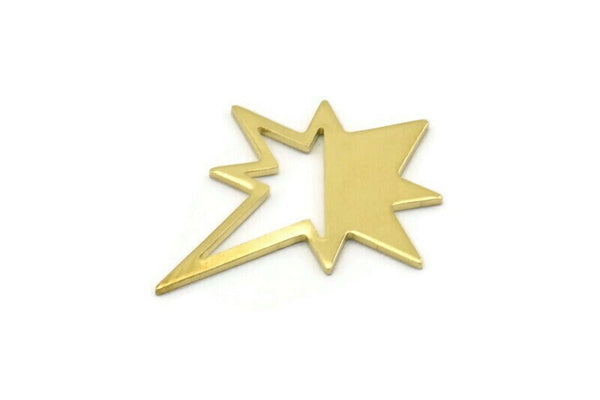 Brass Pole Star Blank, 10 Raw Brass, Brass Blanks, Brass Pole Star Blanks (27x22x0.80mm) M02487