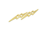 Brass Lightning Charm, 24 Raw Brass, Brass Lightning Charms With 1 Hole (34x8x0.80mm) M02473