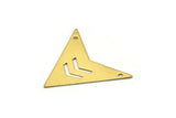 Brass Triangle Pendant, 8 Raw Brass Triangle Pendant With 2 Holes With Chevron (33x33x33x0.60mm) B0163