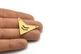 Brass Triangle Pendant, 8 Raw Brass Triangle Pendant With 2 Holes With Chevron (33x33x33x0.60mm) B0163