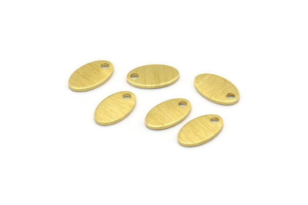 Brass Oval Charm, 50 Textured Raw Brass Oval Charms With 1 Hole, Blanks (9x6x0.80mm) M02589