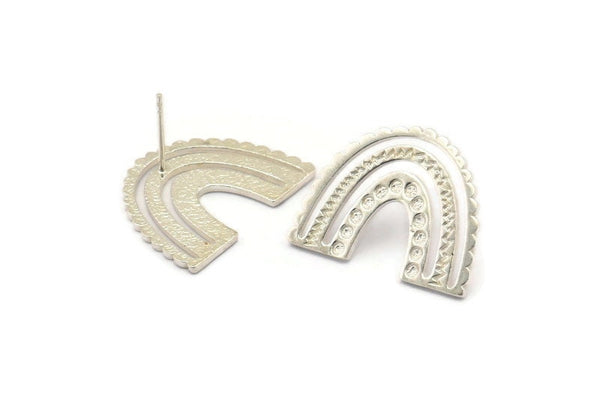 Earring Studs, 2 925 Silver - U Shape Earrings - Silver Earrings - Earrings (20x24x1mm) N1462