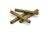 Square Antique Tube, 24 Square Antique Brass Tubes (40x4x4mm) Sq07 Brc304