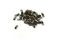 Antique Brass Clasp, 100 Antique Brass Cord End Clasp With Loop, Findings (6x2mm) L031
