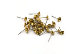 Stainless Steel Post, 100 Stainless Steel Earring Posts With Raw Brass 6mm Cup,bowl Pad, Ear Stud A0458