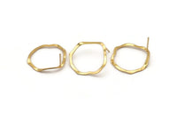 Gold Round Earring, 4 Gold Plated Brass Wavy Round Stud Earrings (29x28x0.60mm) D0718 A1794 Q0659