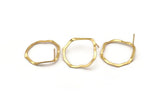 Gold Round Earring, 4 Gold Plated Brass Wavy Round Stud Earrings (29x28x0.60mm) D0718 A1794 Q0659