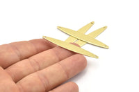 Brass Oval Charm, 12 Raw Brass Marquise Charms With 2 Holes, Connectors (50x7x0.80mm) M02522