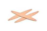 Copper Oval Charm, 8 Raw Copper Marquise Charms With 2 Holes, Connectors (50x7x0.80mm) M02515