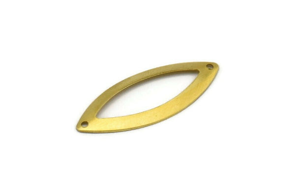 Brass Marquise Connector, 25 Raw Brass Marquise Middle Hole Charms with 2 Holes Findings  (35x14mm) Brs 608  A0207