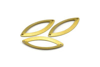 Brass Marquise Connector, 25 Raw Brass Marquise Middle Hole Charms with 2 Holes Findings  (35x14mm) Brs 608  A0207