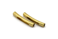 Raw Brass Tube, 24 Raw Brass Curved Textured Tube Findings (31x5mm) A0724