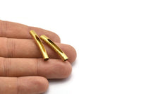 Raw Brass Tube, 24 Raw Brass Curved Textured Tube Findings (31x5mm) A0724