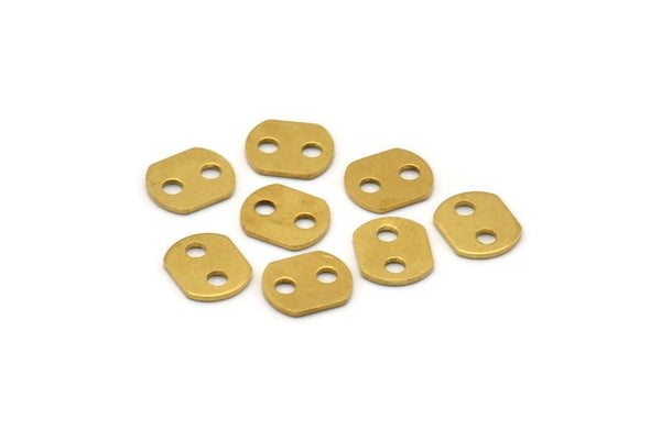 Brass Button Connector, 50 Raw Brass Connectors, Brass Buttons (8.5x7x0.70mm) A0506