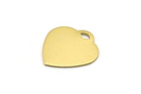 Brass Heart Blank, 12 Raw Brass Heart Stamping Blanks With 1 Loop (21x20x0.80mm) B0088