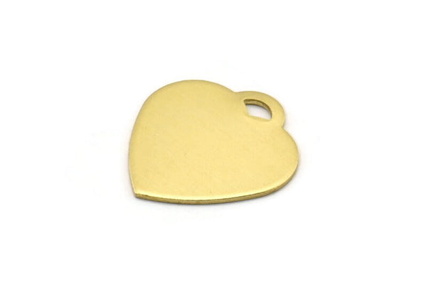 Brass Heart Blank, 12 Raw Brass Heart Stamping Blanks With 1 Loop (21x20x0.80mm) B0088