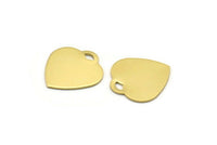 Brass Heart Blank, 12 Raw Brass Heart Stamping Blanks With 1 Loop (21x20x0.80mm) B0088