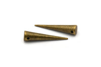 Brass Spike Pendant, 5 Antique Brass Spike Pendants (30x7mm) A0756