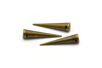 Brass Spike Pendant, 5 Antique Brass Spike Pendants (30x7mm) A0756