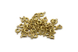 Spring Ring Clasps - 50 Raw Brass Round Spring Ring Clasps (5.5mm) A0397