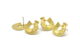 Brass Bird Earring, 2 Raw Brass Bird Stud Earrings (19x17x1.5mm) N1726