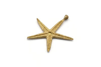 Brass Starfish Charm, 4 Raw Brass Starfish Charms With 1 Loop, Pendants, Jewelry Supplies, Findings (35x31x2mm) SY0048