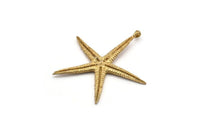 Brass Starfish Charm, 2 Raw Brass Starfish Charms With 1 Loop, Pendants, Jewelry Supplies, Findings (45x42x3mm) SY0045