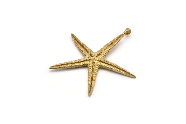Brass Starfish Charm, 2 Raw Brass Starfish Charms With 1 Loop, Pendants, Jewelry Supplies, Findings (45x42x3mm) SY0045