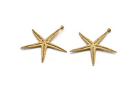 Brass Starfish Charm, 2 Raw Brass Starfish Charms With 1 Loop, Pendants, Jewelry Supplies, Findings (45x42x3mm) SY0045