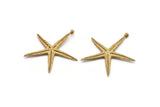 Brass Starfish Charm, 2 Raw Brass Starfish Charms With 1 Loop, Pendants, Jewelry Supplies, Findings (45x42x3mm) SY0045