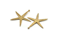 Brass Starfish Charm, 2 Raw Brass Starfish Charms With 1 Loop, Pendants, Jewelry Supplies, Findings (45x42x3mm) SY0045