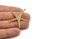 Brass Starfish Charm, 2 Raw Brass Starfish Charms With 1 Loop, Pendants, Jewelry Supplies, Findings (45x42x3mm) SY0045