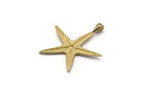 Brass Starfish Charm, 6 Raw Brass Starfish Charms With 1 Loop, Pendants, Jewelry Supplies, Findings (26x24x1.5mm) SY0051