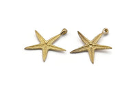 Brass Starfish Charm, 6 Raw Brass Starfish Charms With 1 Loop, Pendants, Jewelry Supplies, Findings (26x24x1.5mm) SY0051