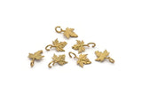 Brass Leaf Charm, 24 Raw Brass Leaf Charms With 1 Loop, Earrings, Findings (16x11x1.2mm) SY0076
