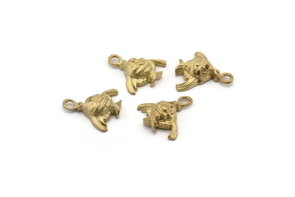 Brass Fish Charm, 12 Raw Brass Fish Charms With 1 Loop, Pendants, Jewelry Supplies, Findings (12x12x4mm) SY0044