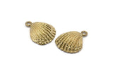 Brass Shell Charm, 4 Raw Brass Sea Shell Charm With 1 Loop (20x16mm) SY0055