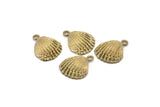 Brass Shell Charm, 4 Raw Brass Sea Shell Charm With 1 Loop (20x16mm) SY0055