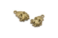 Brass Octopus Charm, 6 Raw Brass Octopus Charm With 1 Loop (15x11mm) SY0058