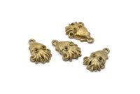 Brass Octopus Charm, 6 Raw Brass Octopus Charm With 1 Loop (15x11mm) SY0058