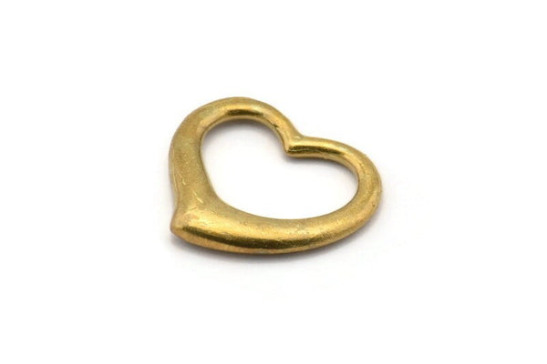Brass Heart Blank, 2 Raw Brass Heart Blanks, Connectors, Findings (21x24x3mm) SY0043