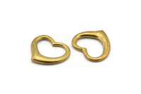 Brass Heart Blank, 2 Raw Brass Heart Blanks, Connectors, Findings (21x24x3mm) SY0043