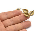 Brass Shell Charm, 2 Raw Brass Cowrie Shell Charm With 1 Loop (19x11mm) SY0062