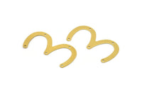 W-3 Shape Brass Connector, 10 Raw Brass W Connectors (35x19x0.45mm) Y225