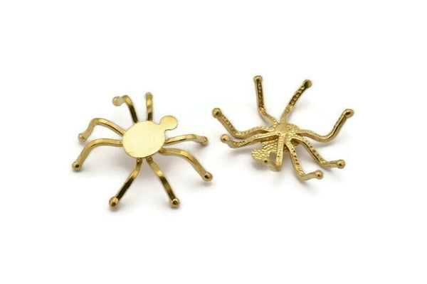 Spider Prong Setting, 10 Raw Brass Spider Setting Bases (33x32mm) N0067