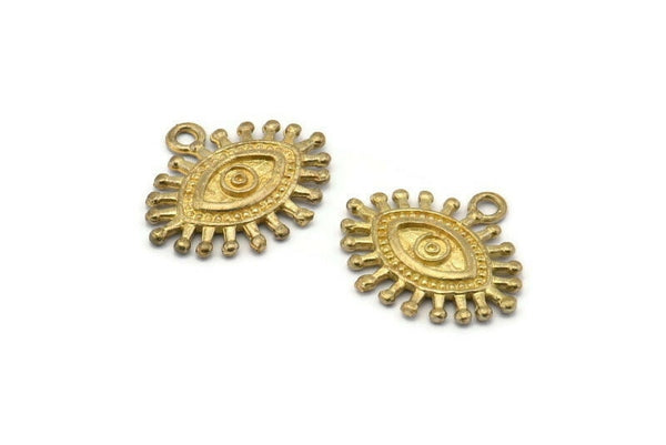 Brass Eye Charm, 6 Raw Brass Eye Charms With 1 Loop, Pendants (17x20mm) SY0049