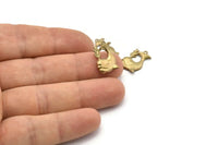 Brass Whale Charm, 10 Raw Brass Whale Charms With 1 Loops (16x11mm) SY0050