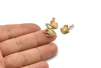 Brass Frog Charm, 8 Raw Brass Frog Charms With 1 Loops (12mm) SY0027